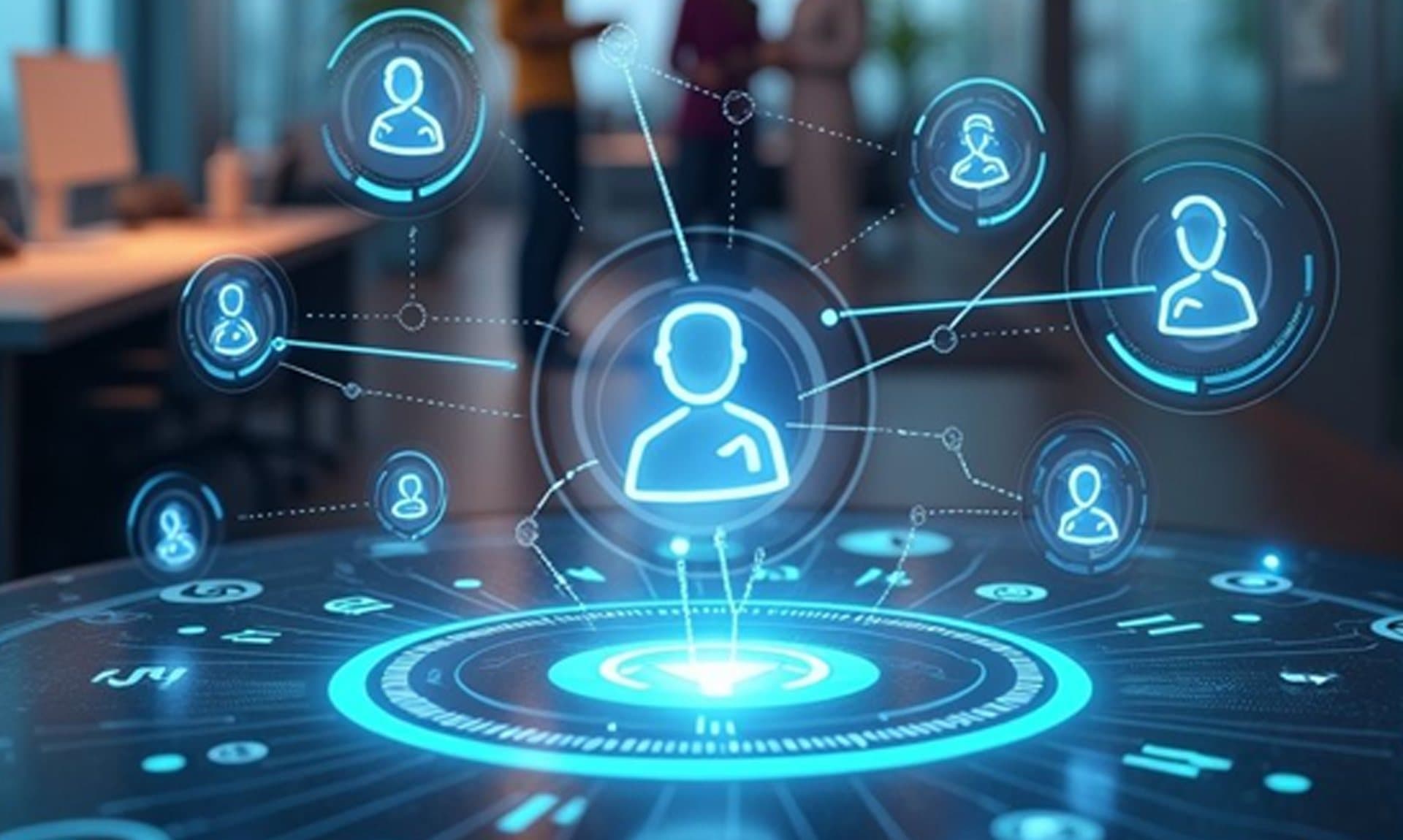 Glowing network of connected users on a digital platform